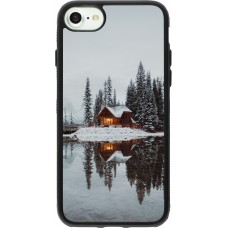 Coque iPhone 7 / 8 / SE (2020, 2022) - Silicone rigide noir Winter 25 Winter house forest afternoon
