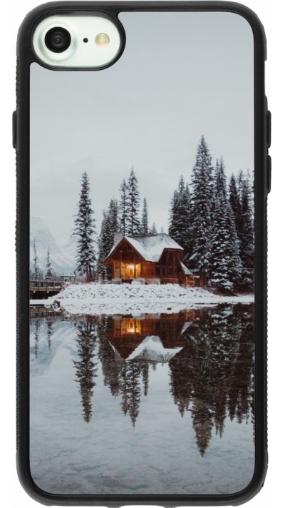 Coque iPhone 7 / 8 / SE (2020, 2022) - Silicone rigide noir Winter 25 Winter house forest afternoon