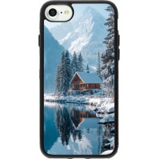 Coque iPhone 7 / 8 / SE (2020, 2022) - Silicone rigide noir Winter 25 Winter house forest day