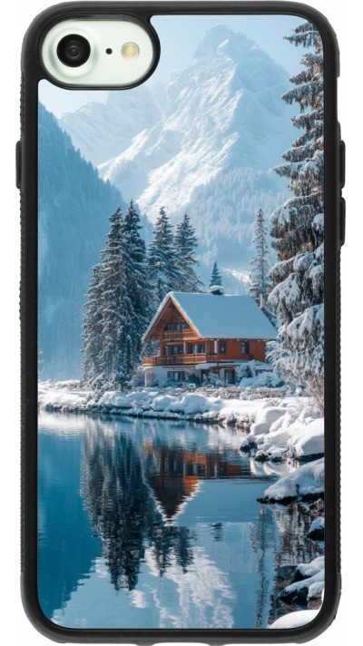 Coque iPhone 7 / 8 / SE (2020, 2022) - Silicone rigide noir Winter 25 Winter house forest day