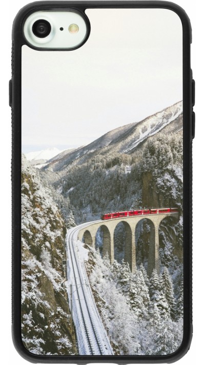 Coque iPhone 7 / 8 / SE (2020, 2022) - Silicone rigide noir Winter 25 Winter polar express