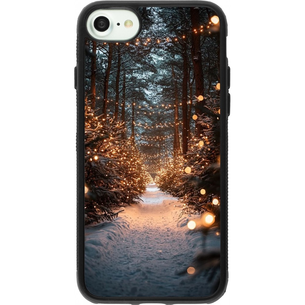 Coque iPhone 7 / 8 / SE (2020, 2022) - Silicone rigide noir Winter 25 Winter snowy road