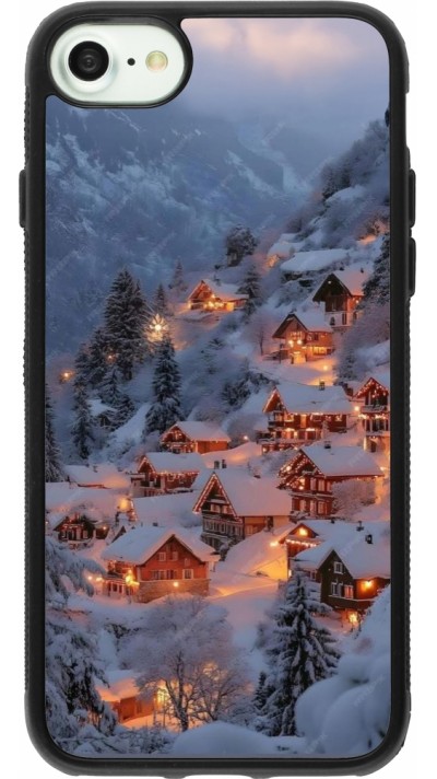 Coque iPhone 7 / 8 / SE (2020, 2022) - Silicone rigide noir Winter 25 Winter snowy village