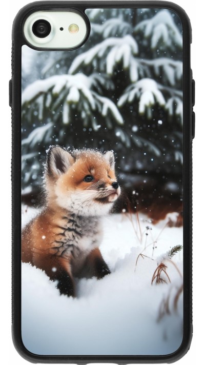 iPhone 7 / 8 / SE (2020, 2022) Case Hülle - Silikon schwarz Weihnachten 2023 Fuechslein Tanne