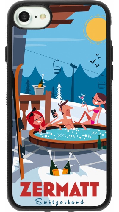 Coque iPhone 7 / 8 / SE (2020, 2022) - Silicone rigide noir Zermatt Mountain Jacuzzi