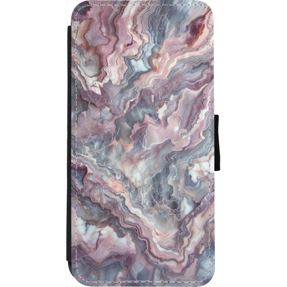 iPhone 7 / 8 / SE (2020, 2022) Case Hülle - Wallet schwarz Violetter silberner Marmor