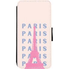 iPhone 7 / 8 / SE (2020, 2022) Case Hülle - Wallet schwarz Paris Pink Print