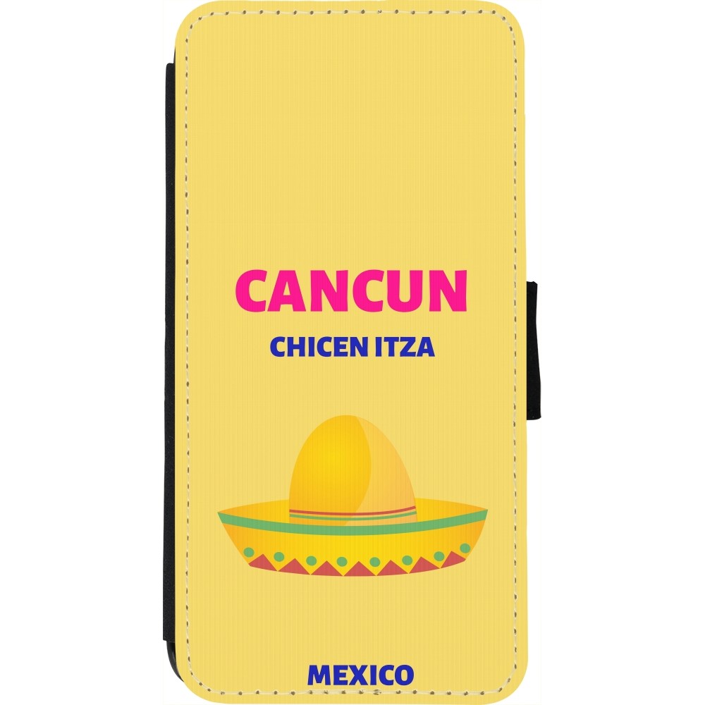 Coque iPhone 7 / 8 / SE (2020, 2022) - Wallet noir Pop Summer Destination Cancun