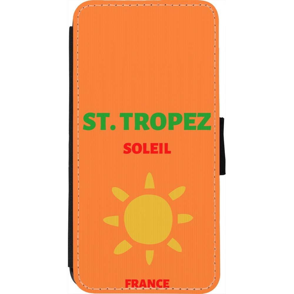 Coque iPhone 7 / 8 / SE (2020, 2022) - Wallet noir Pop Summer Destination St-Tropez