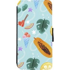 iPhone 7 / 8 / SE (2020, 2022) Case Hülle - Wallet schwarz Summer 2025 Pattern papaya