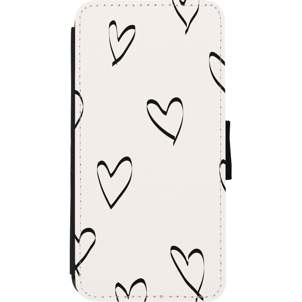 iPhone 7 / 8 / SE (2020, 2022) Case Hülle - Wallet schwarz Valentine 2023 minimalist hearts