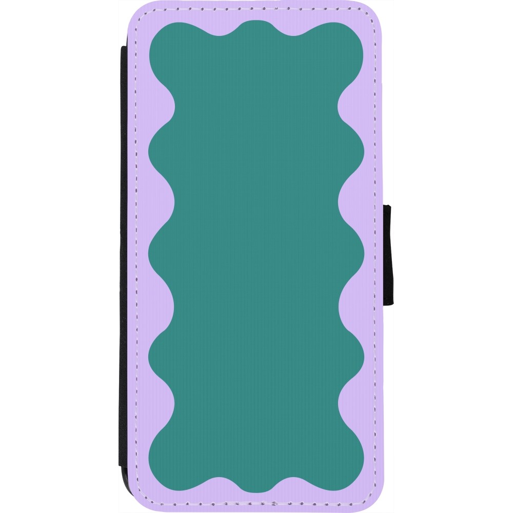 iPhone 7 / 8 / SE (2020, 2022) Case Hülle - Wallet schwarz Wavy Rectangle Green Purple