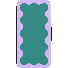 iPhone 7 / 8 / SE (2020, 2022) Case Hülle - Wallet schwarz Wavy Rectangle Green Purple