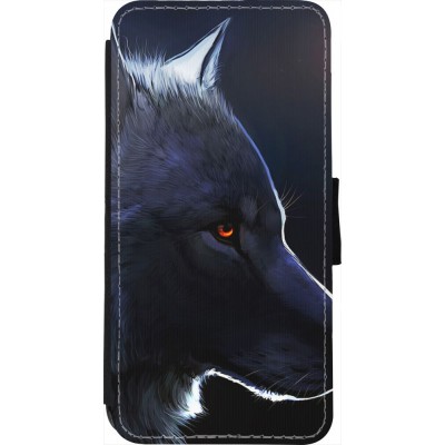 Hülle iPhone 7 / 8 / SE (2020, 2022) - Wallet schwarz Wolf Shape