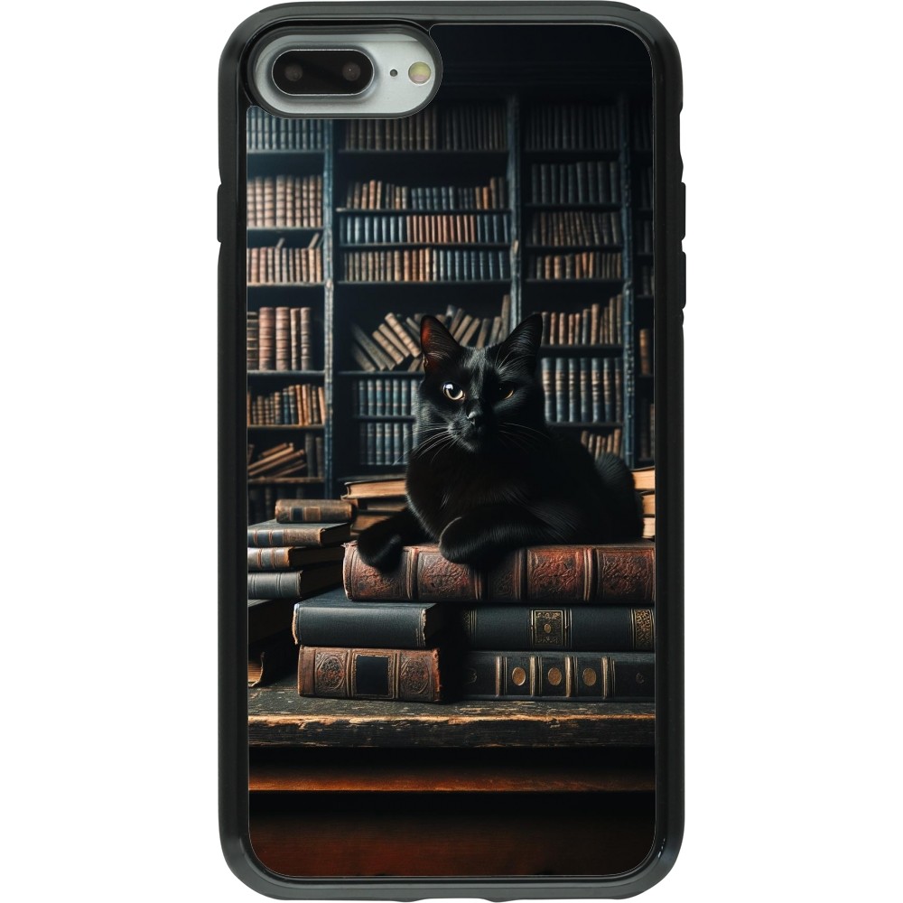 iPhone 7 Plus / 8 Plus Case Hülle - Hybrid Armor schwarz Katze Bücher dunkel