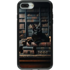 iPhone 7 Plus / 8 Plus Case Hülle - Hybrid Armor schwarz Katze Bücher dunkel
