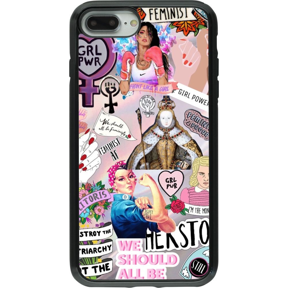Coque iPhone 7 Plus / 8 Plus - Hybrid Armor noir Girl Power Collage