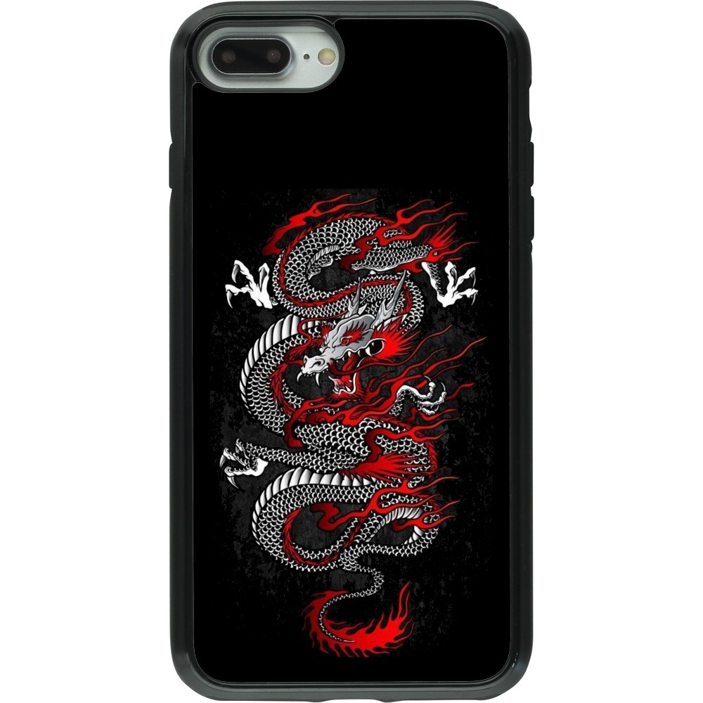 iPhone 7 Plus / 8 Plus Case Hülle - Hybrid Armor schwarz Japanese style Dragon Tattoo Red Black