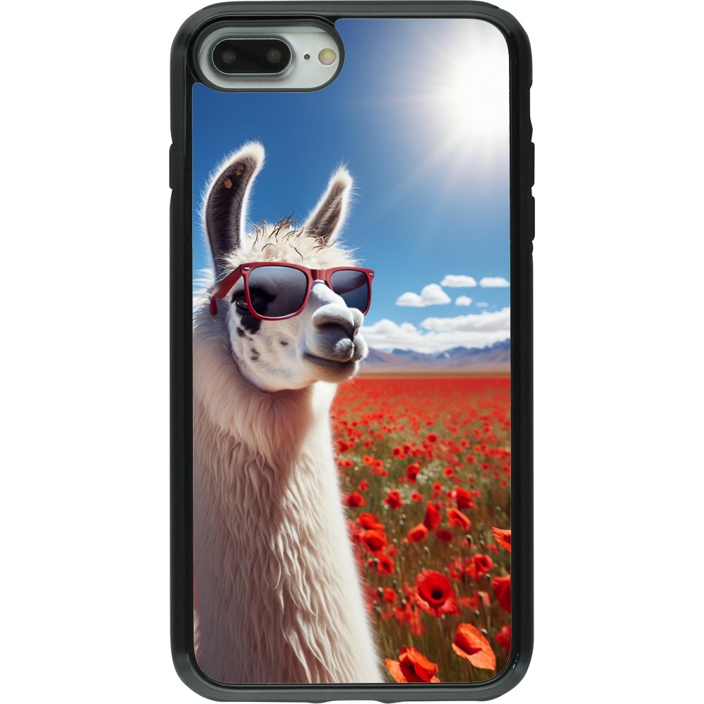 iPhone 7 Plus / 8 Plus Case Hülle - Hybrid Armor schwarz Lama Chic in Mohnblume