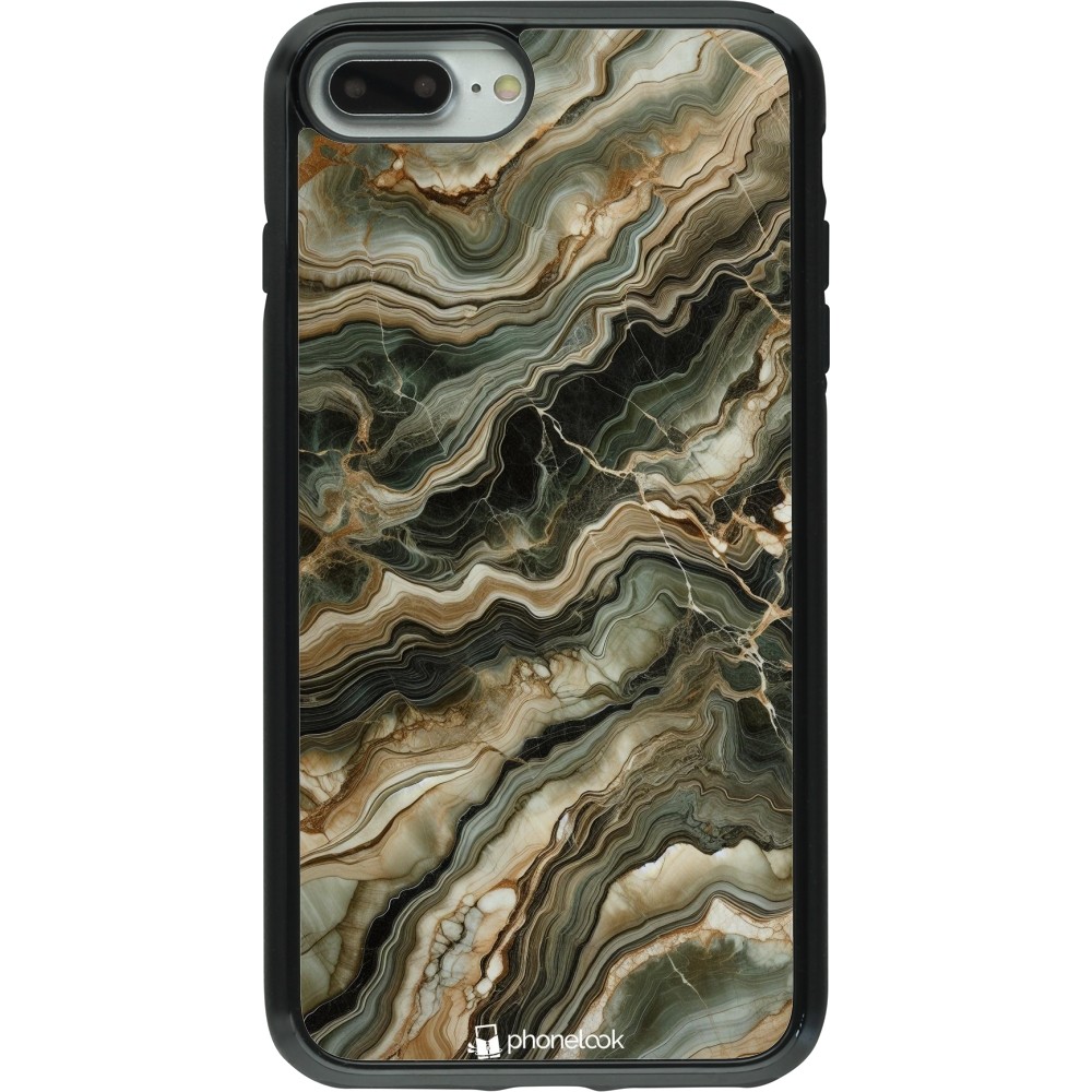 iPhone 7 Plus / 8 Plus Case Hülle - Hybrid Armor schwarz Oliv Marmor