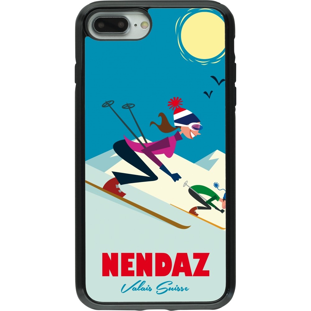 iPhone 7 Plus / 8 Plus Case Hülle - Hybrid Armor schwarz Nendaz Ski Downhill