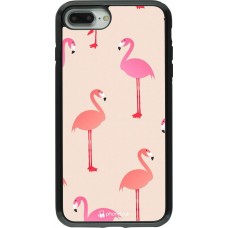 Coque iPhone 7 Plus / 8 Plus - Hybrid Armor noir Pink Flamingos Pattern