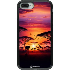 iPhone 7 Plus / 8 Plus Case Hülle - Hybrid Armor schwarz Safari Sonnenuntergang Wildtiere