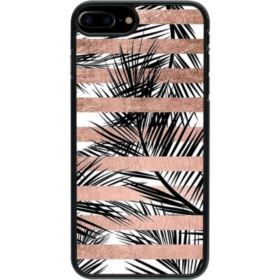 Coque iPhone 7 Plus / 8 Plus - Palm trees gold stripes