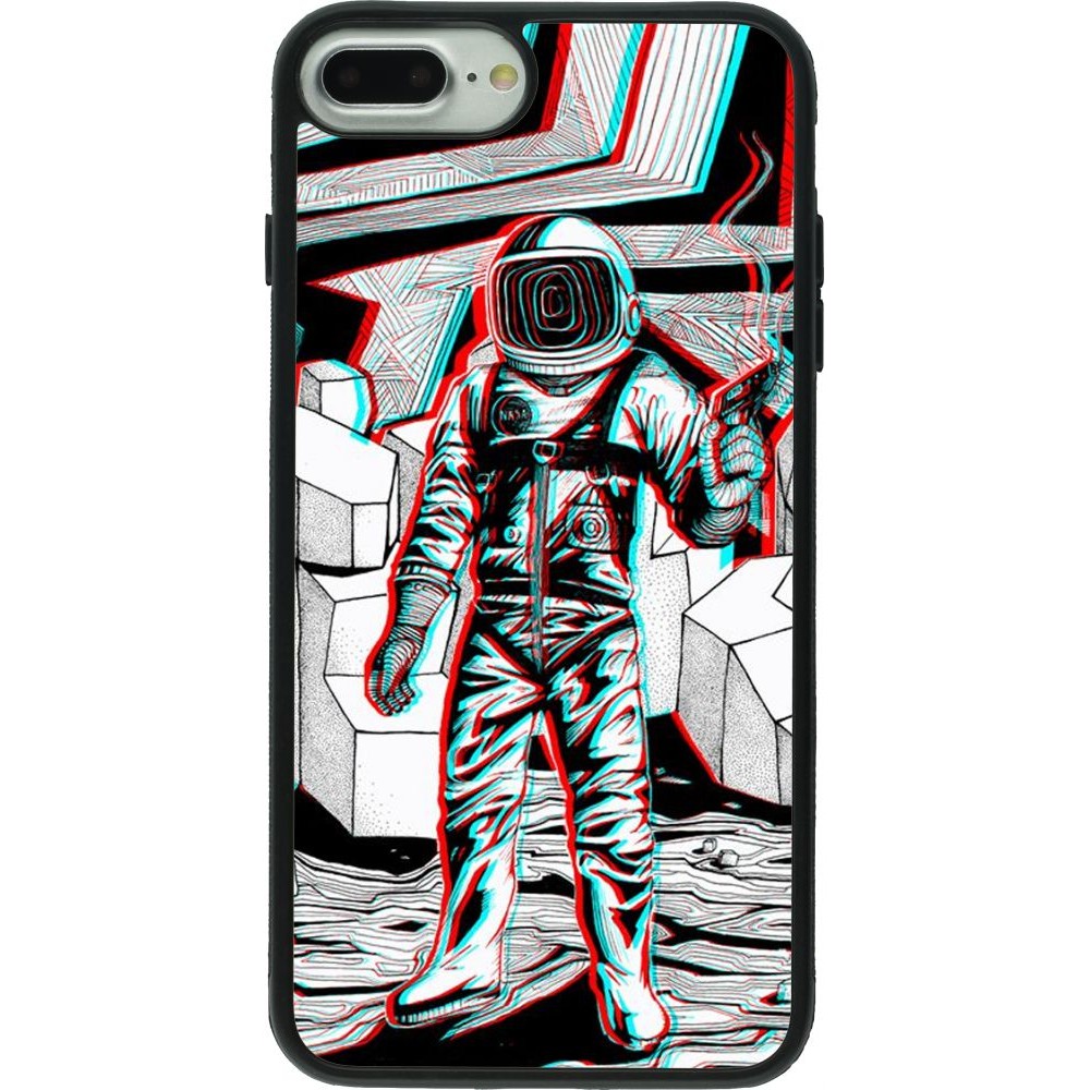 Hülle iPhone 7 Plus / 8 Plus - Silikon schwarz Anaglyph Astronaut
