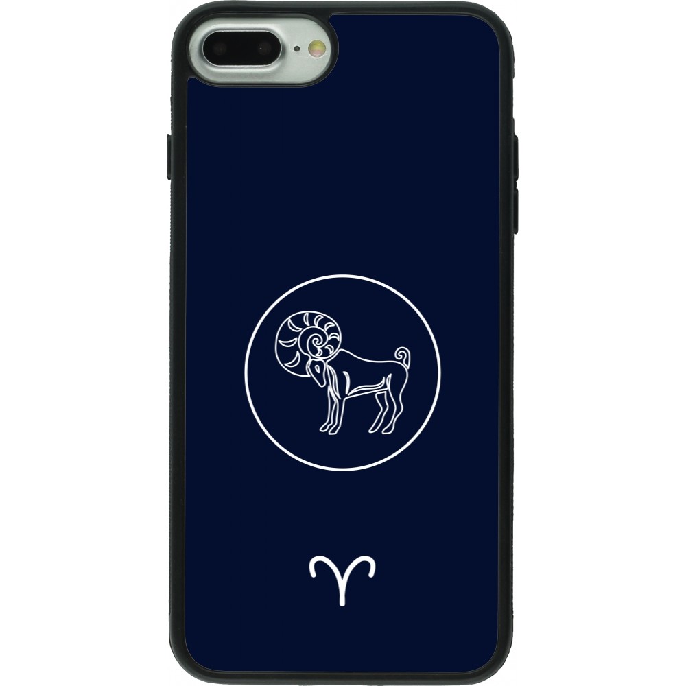 Coque iPhone 7 Plus / 8 Plus - Silicone rigide noir Astrologie Bélier