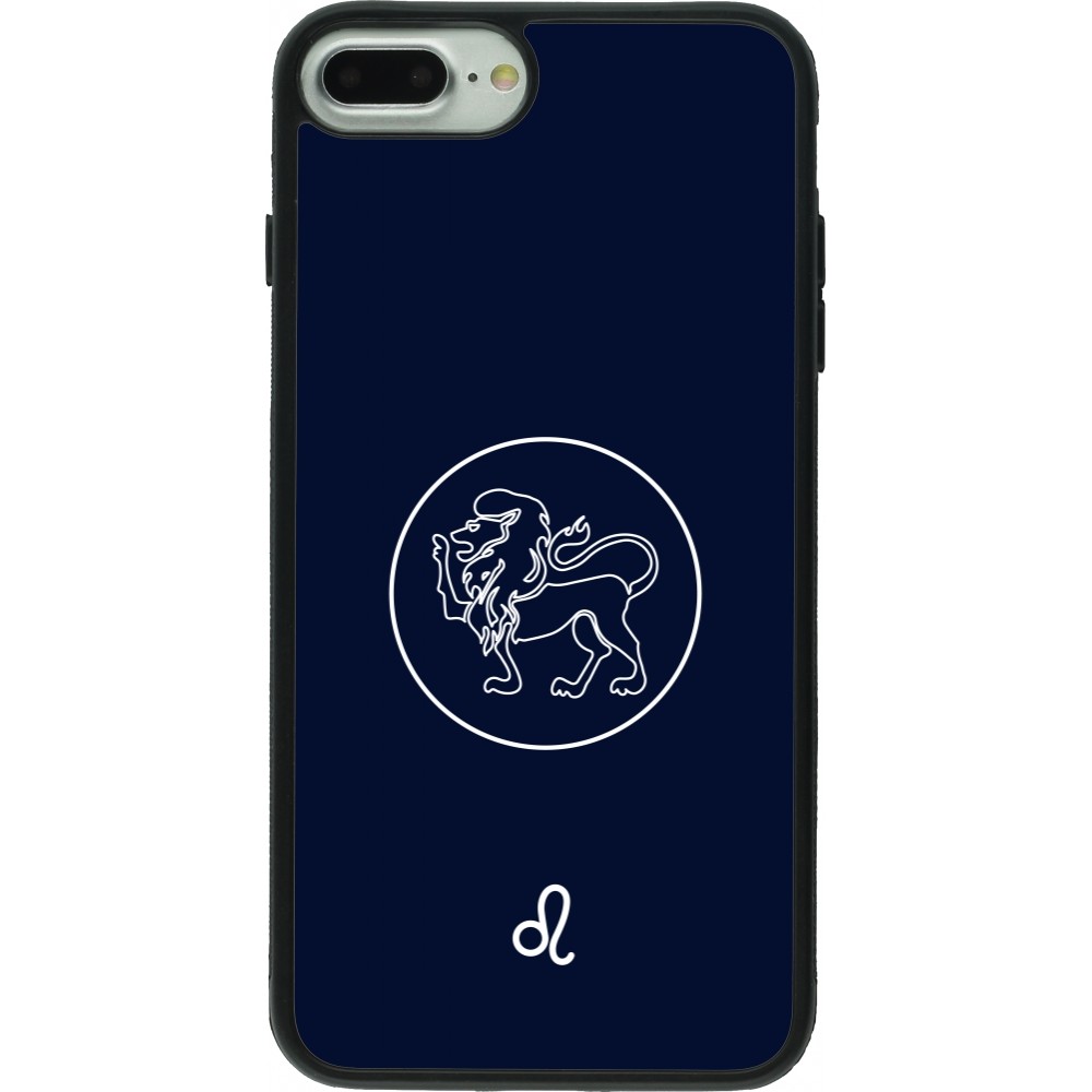 Coque iPhone 7 Plus / 8 Plus - Silicone rigide noir Astrologie Lion