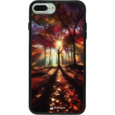 Coque iPhone 7 Plus / 8 Plus - Silicone rigide noir Automne doré glare