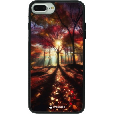 Coque iPhone 7 Plus / 8 Plus - Silicone rigide noir Automne doré glare