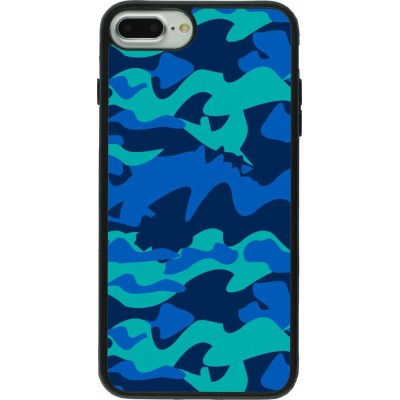 Coque iPhone 7 Plus / 8 Plus - Silicone rigide noir Camo Blue