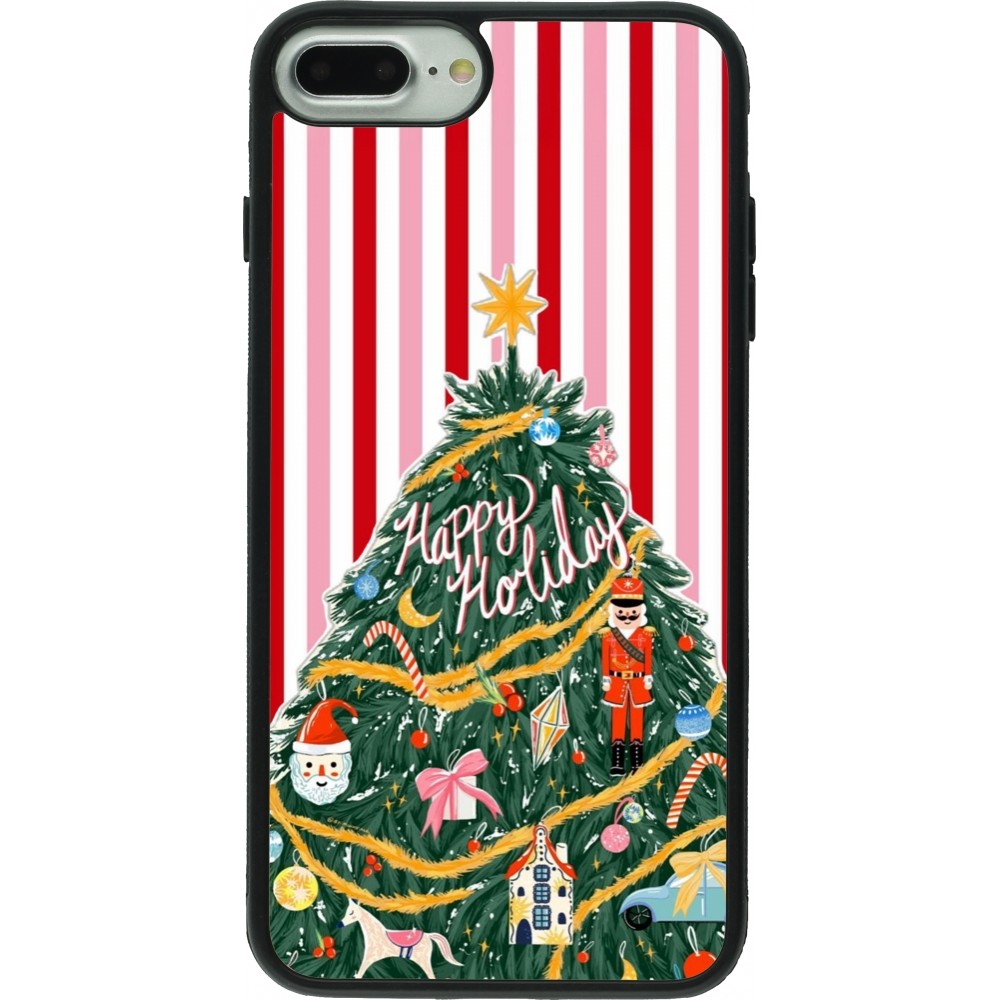 Coque iPhone 7 Plus / 8 Plus - Silicone rigide noir Christmas 25 Happy Holiday