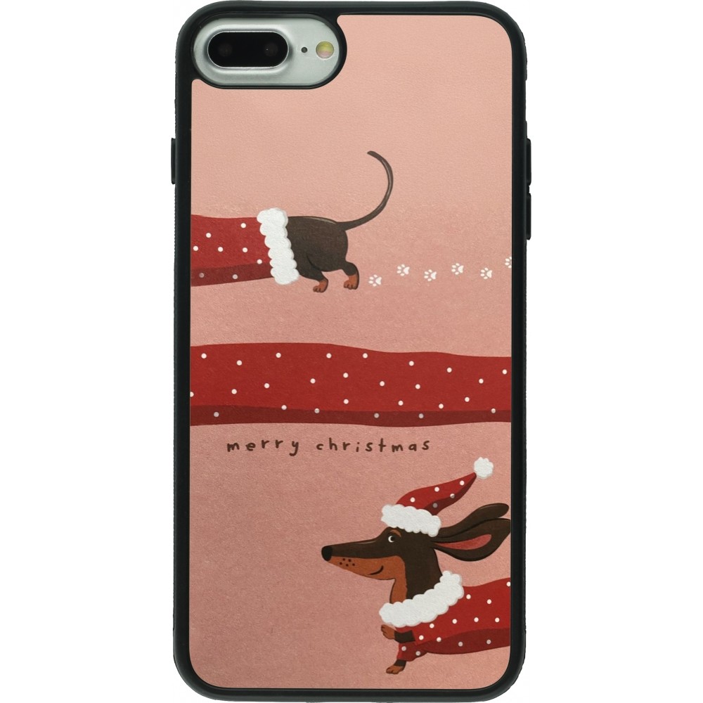 iPhone 7 Plus / 8 Plus Case Hülle - Silikon schwarz Christmas 25 Teckel Merry Xmas