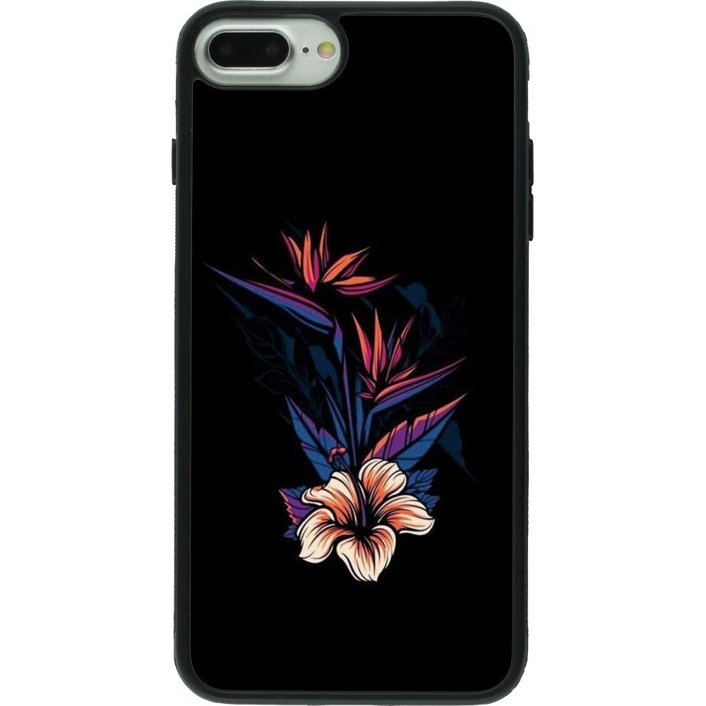 Hülle iPhone 7 Plus / 8 Plus - Silikon schwarz Dark Flowers