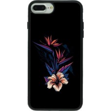 Hülle iPhone 7 Plus / 8 Plus - Silikon schwarz Dark Flowers