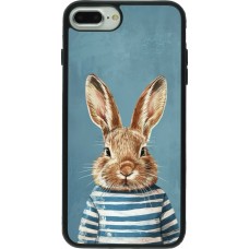 Coque iPhone 7 Plus / 8 Plus - Silicone rigide noir Easter 2026 Rabbit navy