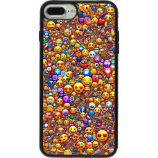 iPhone 7 Plus / 8 Plus Case Hülle - Silikon schwarz Emoji gemischt