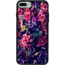 Coque iPhone 7 Plus / 8 Plus - Silicone rigide noir Flowers Dark