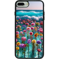 Coque iPhone 7 Plus / 8 Plus - Silicone rigide noir Flower sea waves