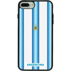 Coque iPhone 7 Plus / 8 Plus - Silicone rigide noir Maillot de football Argentine 2026 personnalisable