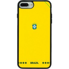 Coque iPhone 7 Plus / 8 Plus - Silicone rigide noir Maillot de football Bresil 2026 personnalisable