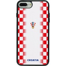 Coque iPhone 7 Plus / 8 Plus - Silicone rigide noir Maillot de football Croatie 2026 personnalisable