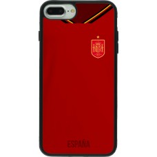 Coque iPhone 7 Plus / 8 Plus - Silicone rigide noir Maillot de football Espagne 2022 personnalisable