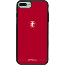 Coque iPhone 7 Plus / 8 Plus - Silicone rigide noir Maillot de football Répuplique Tchèque 2026 personnalisable