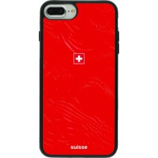 Coque iPhone 7 Plus / 8 Plus - Silicone rigide noir Maillot de football Suisse 2026 personnalisable