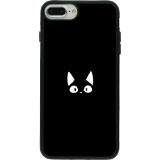 Coque iPhone 7 Plus / 8 Plus - Silicone rigide noir Funny cat on black