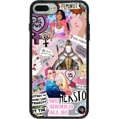 Coque iPhone 7 Plus / 8 Plus - Silicone rigide noir Girl Power Collage